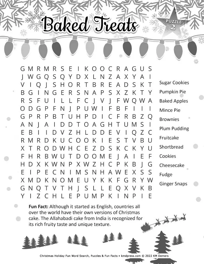 Preview of Baked Treats Christmas word search