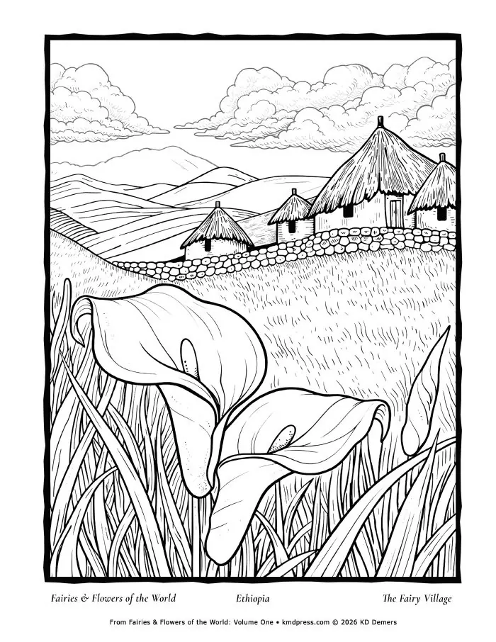 Preview of Ethiopia Fairy Village coloring page