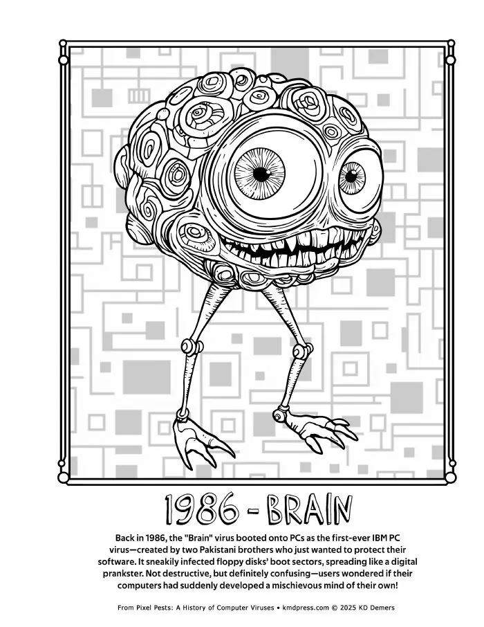 Preview of Brain Pixel Pest coloring page