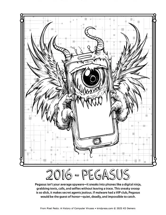 Preview of Pegasus Pixel Pest coloring page