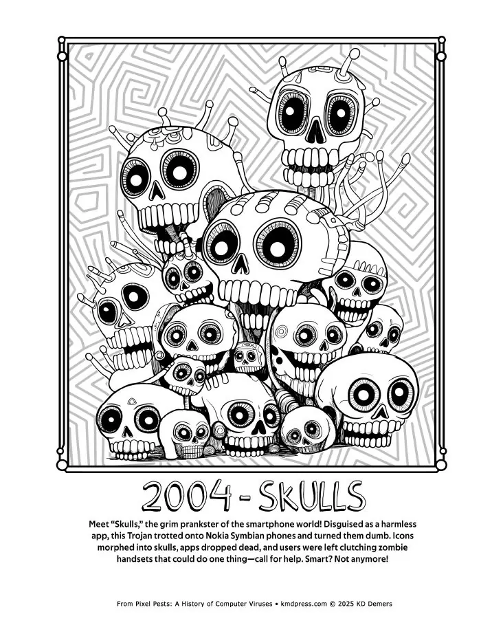Preview of Skulls Pixel Pest coloring page